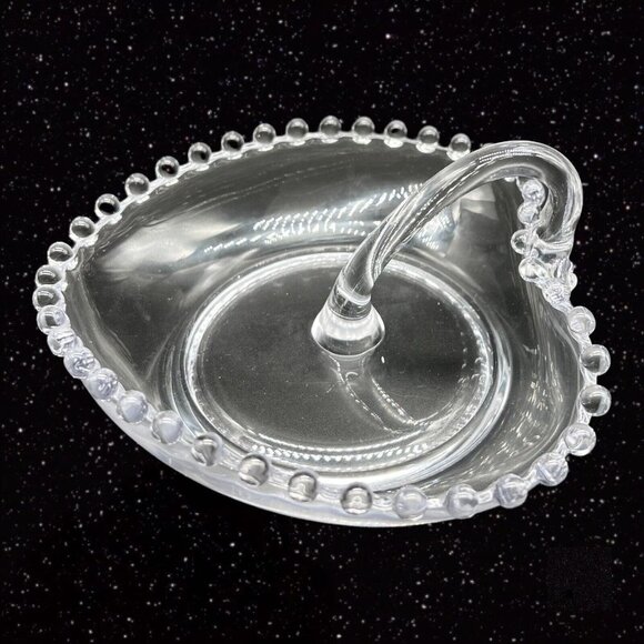 Vintage Candlewick Heart Shaped Nappy Candy Dish Clear Glass Beaded 5.5”W 3”T - Picture 5 of 10